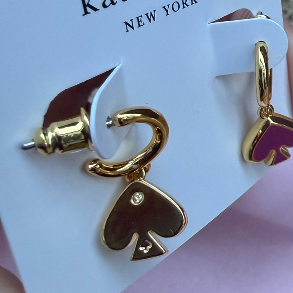 Kate Spade Everyday Spade Dangling Hoop Earrings - Picture 4 of 5
